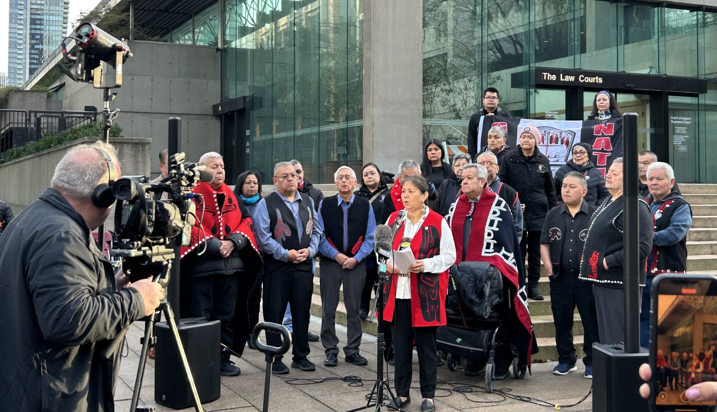 Gitxaala Nation representatives at the courthouse during Court of Appeal hearings in Jan. 2025 (Photo: Alexis Stoymenoff)