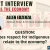 Title graphic with text "Expert Interview: UNDRIP & the Economy" with Allen Edzerza, Tahltan Elder and Mineral Explorationist