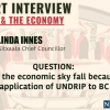 Title graphic with text "Expert Interview: UNDRIP & the Economy" with Linda Innes, Gitxaała Chief Councillor