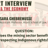 Title graphic with text "Expert Interview: UNDRIP & the Economy" with Sara Ghebremusse, UBC Law Professor